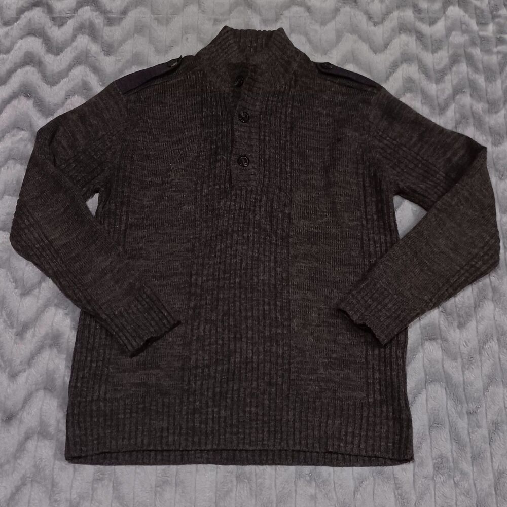 Angelo Litrico Mens Size XXL Brown Wool Blend 3/4 Button Up Pullover Sweater